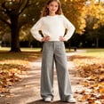 thumbnail image 1 of ATOGUTA Girls School Uniform Pants Baggy Sweatpants Lightweight Straight Leg Athletic Pants with Pockets Size 7-16, Gray, 1 of 6