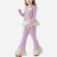 thumbnail image 1 of ATOGUTA Girls Sets Kids Long Sleeve Ruffled Tops and Flared Pants Sweatsuit Clothing Sets Size 1T-10, Purple, 1 of 4
