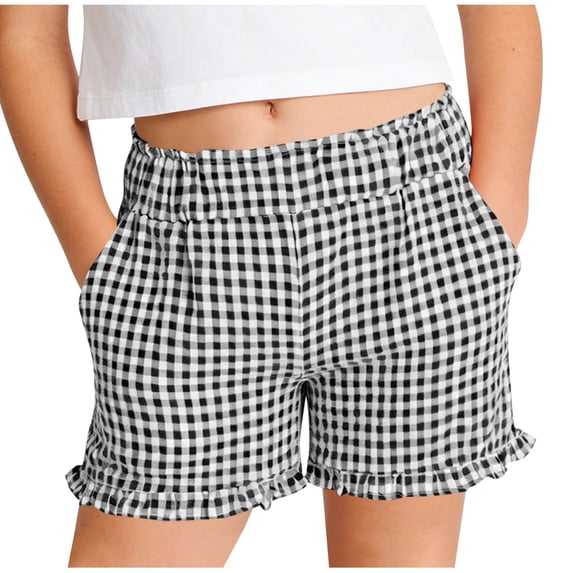 ATOGUTA Girls Shorts Lightweight Running Shorts for Teen Girls Kids Sports Active Short with Pocket and Elastic Size 5T-16, Black