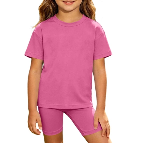 ATOGUTA Girls Shorts Set Summer Short Sleeve T-Shirt and Leggings Shorts Set Casual Two Pieces Outfit