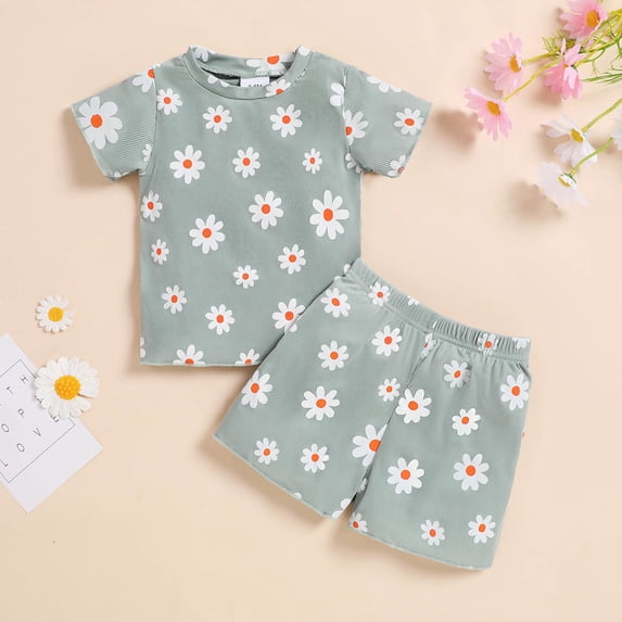 ATOGUTA Girls Shorts Sets Summer Short Sleeve T-Shirt and Shorts Set Casual Two Pieces Outfit
