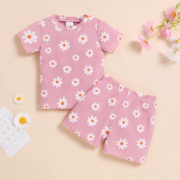 ATOGUTA Girls Shorts Sets Summer Short Sleeve T-Shirt and Shorts Set Casual Two Pieces Outfit