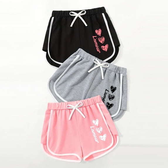 ATOGUTA Girls Shorts with Pockets High Waisted Kids Sport Shorts for Soccer Basketball Running 3-Pack Pink, Size 8-15
