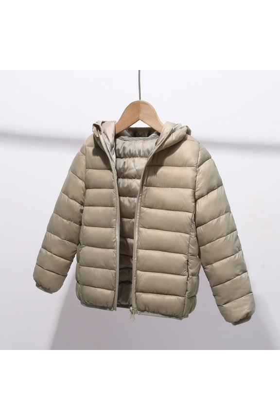 Girls Ski Jacket Winter Down Coat Kids Warm Puffer Jackets Outerwear Comfy Parka Khaki, Size 3T-11
