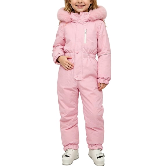 ATOGUTA Girls Ski Jumpsuits Waterproof Snow-proof Outdoor Sports Daily Winter Warm Ski Jumpsuits Pink