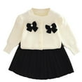 thumbnail image 1 of ATOGUTA Girls Skirt Set Button Down Cardigan and Aline Skirts Knitted Sweater Set Size 1T-8, Beige, 1 of 3