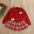 thumbnail image 1 of ATOGUTA Girls' Skirt Sets 2 Piece Bowknot Button Down Cardigan and Pleated Mini Skirts Preppy Set Size 1T-8, Red, 1 of 6
