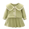 thumbnail image 1 of ATOGUTA Girls' Skirt Sets Button Down Cardigan and Aline Skirts Knitted Sweater Set Size 1T-8, Green, 1 of 2