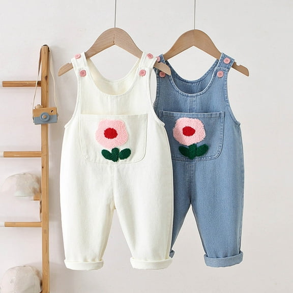 ATOGUTA Girls Sleeveless Jumpsuits Size 0-4T Summer Sleeveless Rompers Casual Beach Playsuit Travel Vacation Outfits Blue