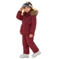 thumbnail image 1 of ATOGUTA Girls Snowsuit Hoodeed Waterproof Snow-proof Outdoor Sports Daily Winter Warm Ski Set Wine, 1 of 7