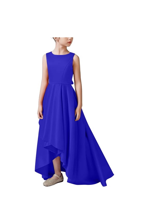 Girls' Special Occasion Dresses Bridesmaid Summer Wedding Pageant Dresses Princess Birthday Party Size 5T-13, Dark Blue