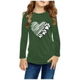 thumbnail image 1 of ATOGUTA Girls Sports Shirts Green Long Sleeve Shirts Kids Fashion Crewneck Tunic Tops Halloween Shirt Size 3T-14, 1 of 5