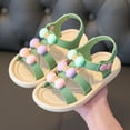 thumbnail image 1 of ATOGUTA Girls Summer Sandals Green Open Toe Kids Summer Flat Sandals Fashion Dress Flower Shoes for Wedding Party, 1 of 4