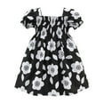 thumbnail image 1 of ATOGUTA Girls Summer Dress Puff Sleeve Square Neck Smocked Flowy Girls Tulle Dress Black, Size 2T-7, 1 of 5