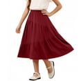 thumbnail image 1 of ATOGUTA Girls Summer Skirt Casual High Waist Stretchy A-Line Skirts Soft Skorts Fashion Clothes Size 4T-15. Wine, 1 of 6