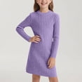 thumbnail image 1 of ATOGUTA Girls Sweater Fall Dress Long Sleeve Knit A-Line Casual Winter Midi Dresses Size 8-12, Purple, 1 of 6