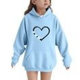 thumbnail image 1 of ATOGUTA Girls Sweatshirt Long Sleeve Pullover Top Hoodie Kids Fall Winter Sweatshirts Size 5T-15, Light Blue, 1 of 6