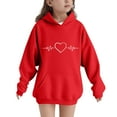 thumbnail image 1 of ATOGUTA Girls Sweatshirt Long Sleeve Pullover Top Hoodie Kids Fall Winter Sweatshirts Size 5T-15, Red, 1 of 6
