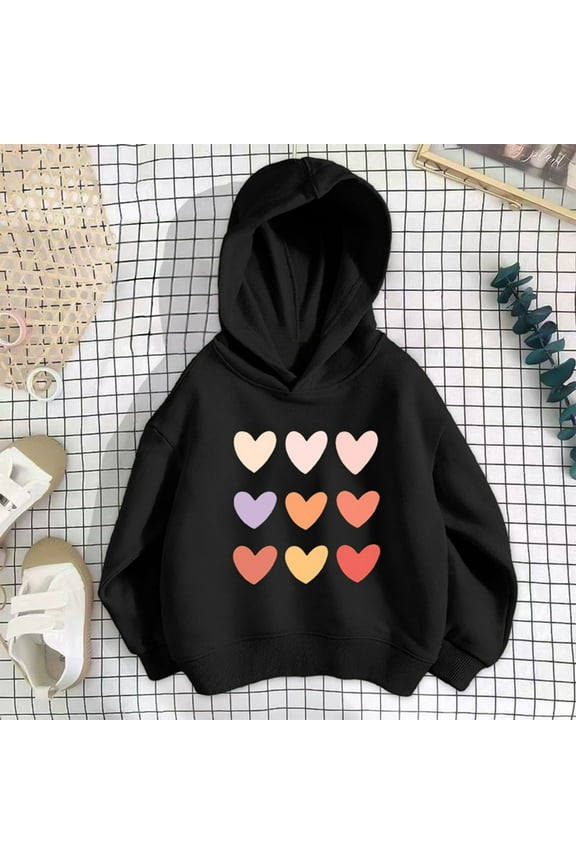 Girls Sweatshirts 3T-8 Casual Hoodies Long Sleeve Pullover Tops Loose Sweatshirts Black