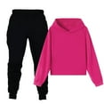 thumbnail image 1 of ATOGUTA Girls Sweatsuits 2 Piece Set Print Crop Sweatshirt Hoodie Sports Pants Girl Fall Winter Clothing Set Size 3T-14, Hot Pink, 1 of 5
