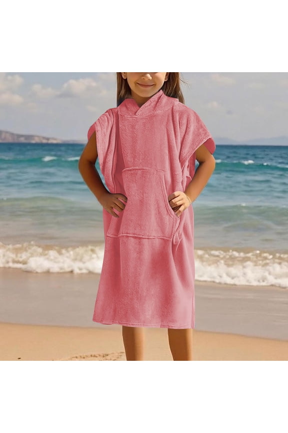 Girls Swim Cover Up Kids Hoodie Swimsuit Coverup Beach Pool Clothes for Boys Pink, Size 8-14 Years