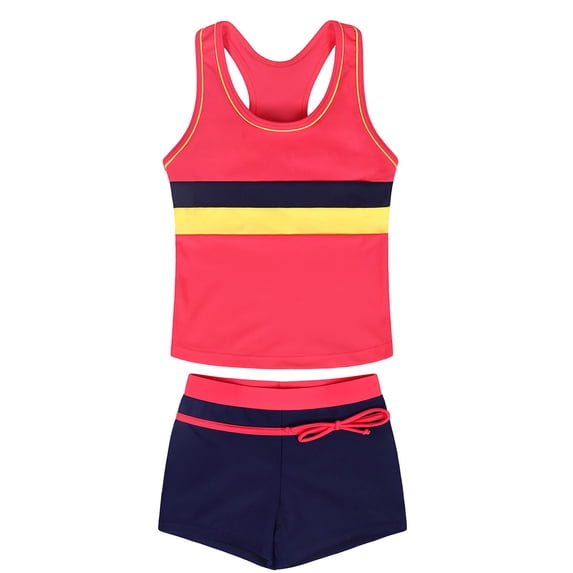 ATOGUTA Girls Swimsuit Set 2 Piece Girls Tankini Swimsuit Printed Swim Shorts Girl Bathing Suit Size 5T-17, Red