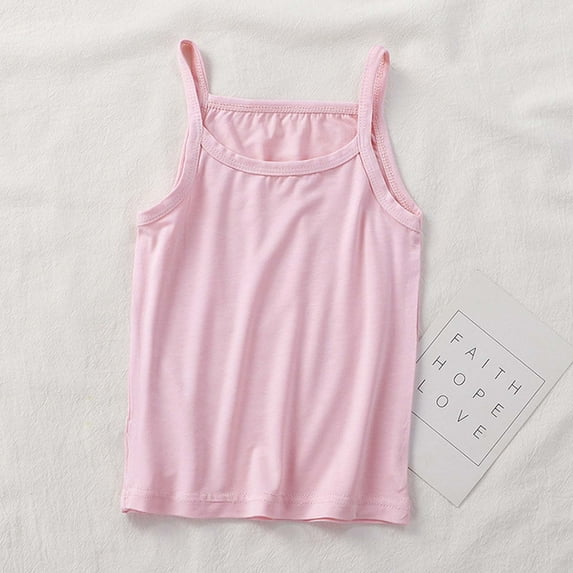 ATOGUTA Girls Tank Top Summer Sweat-absorbing Breathable Stretch Undershirts Camisole Top Pink, Sizes 2T-9