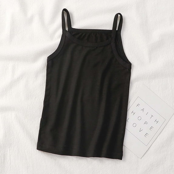 ATOGUTA Girls Tanks Summer Sweat-absorbing Breathable Stretch Undershirts Camisole Top Black, Sizes 2T-9