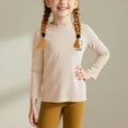 thumbnail image 1 of ATOGUTA Girls' Thermal T-Shirts Kids Crewneck T Shirts Casual Tops Tees Fleece Basic Tee Clothes Beige, 1T-10, 1 of 5