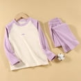 thumbnail image 1 of ATOGUTA Girls Thermal Underwear Set 2 Piece Fleece Top and Long Johns Base Layer Set Size 1T-14, Purple, 1 of 4