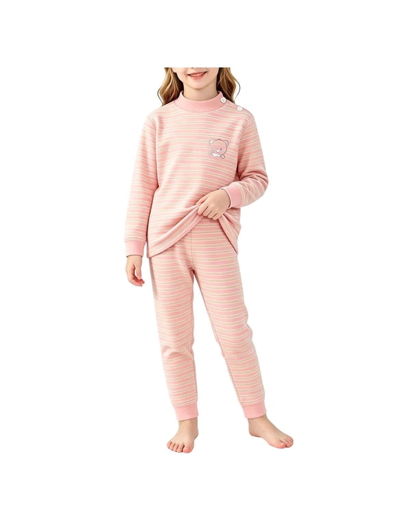 Girls Thermal Underwear Set Kids Base Layer Thermal Top Bottom Warm Clothing Sets
