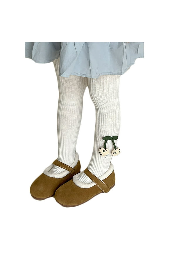 Girls Tights Kids Stockings Winter Elastic Warm Pantyhose for Girls White, Sizes 4T-10