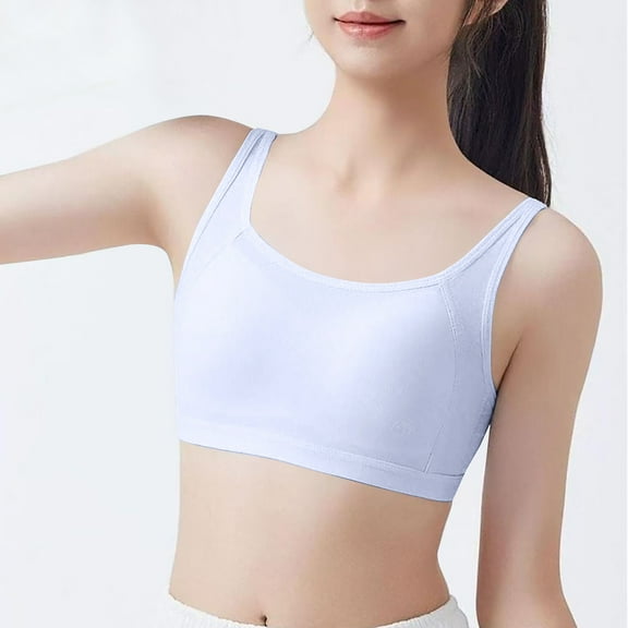ATOGUTA Girls Training Bra Size 12-15 Kids Athletic Seamless Camis Dance Yoga Crop Tops Blue