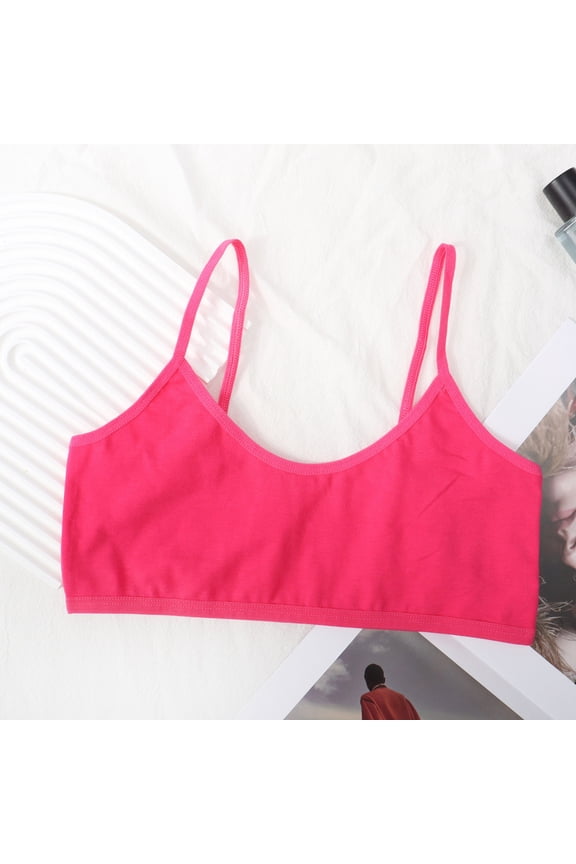 Girls Training Bra Size 6-10 Kids Athletic Seamless Camis Dance Yoga Crop Tops Red