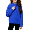 thumbnail image 1 of ATOGUTA Girls Turtleneck Sweatshirt Blue Kids Long Sleeve Half Zip Fleece Sweatshirts Casual Fashion Spring Fall Clothes Size 5T-15, 1 of 7