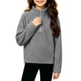 thumbnail image 1 of ATOGUTA Girls Turtleneck Sweatshirt Gray Kids Long Sleeve Half Zip Fleece Sweatshirts Casual Fashion Spring Fall Clothes Size 5T-15, 1 of 7
