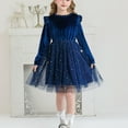thumbnail image 1 of ATOGUTA Girls Tutu Dresses Kids Winter Long Sleeve Party Sequin Tulle Dresses Size 4T-11, Blue, 1 of 6