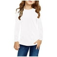 thumbnail image 1 of ATOGUTA Girls Uniform Shirt White Long Sleeve Shirts Casual Crew Neck Tops Basic Tunic Blouses Size 3T-14, 1 of 5