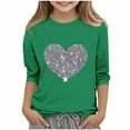 thumbnail image 1 of ATOGUTA Girls Valentine's Day Shirts Casual Kids Fall Winter 3/4 Sleeve Cute Pullover Tops Size 3T-12, Green, 1 of 4