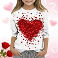 thumbnail image 1 of ATOGUTA Girls Valentines Shirts Kids Heart Printed Valentine's Festival Outfit 3/4 Sleeve VDAY Tops Size 3T-12, Red, 1 of 5