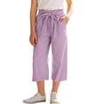 thumbnail image 1 of ATOGUTA Girls' Wide Leg Capris with Pockets Wide Leg Capris Pants Summer Kid Loose Straight Cropped Sweatpant Size 5T-14, Purple, 1 of 4