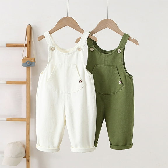 ATOGUTA Girls Wide Leg Jumpsuit Size 2T-8 Denim Bib Jumpsuit Girls Baggy Jeans Overalls with Side Pockets White