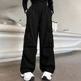 thumbnail image 1 of ATOGUTA Girls Wide Leg Pants Elastic High Waist Straight Leg Pants Baggy Trousers Size 5T-15, Black, 1 of 5