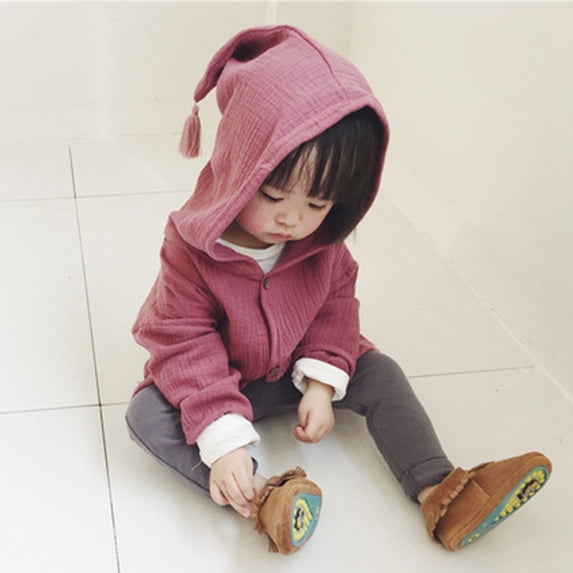 ATOGUTA Girls Winter Coats Warm Hoodie Jacket Sweatshirt Soft Winter Fall Coat Outerwear Wine, Size 9M-5T