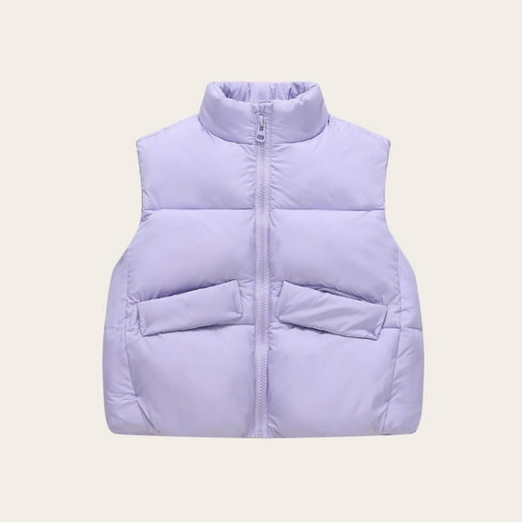 ATOGUTA Girls Winter Zipper Puffer Vest Lightweight Sleeveless Outwear Warm Vests Size 3T-12, Purple