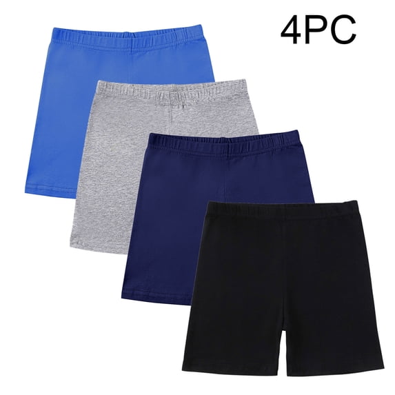 ATOGUTA Girls Yoga Shorts 4-Pack Cartwheel Breathable and Safety Biker Under Dress Dance Shorts Kids Clothes Multicolor, Size 5T-14