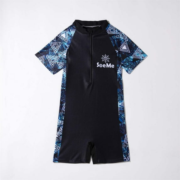 ATOGUTA Girls and Boys One Piece Rash Guard Swimsuit Kid Water Sport Short Swimsuit Sun Protection Bathing Navy, Size 3T-14