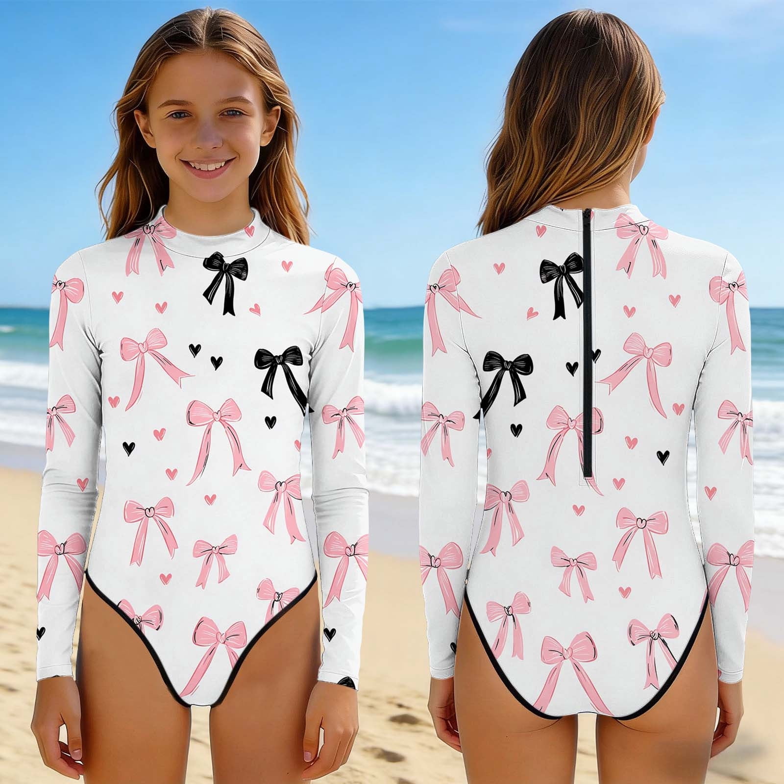 ATOGUTA Girls's Rash Guard Swimsuits Long Sleeve Rash Guard Bathing ...