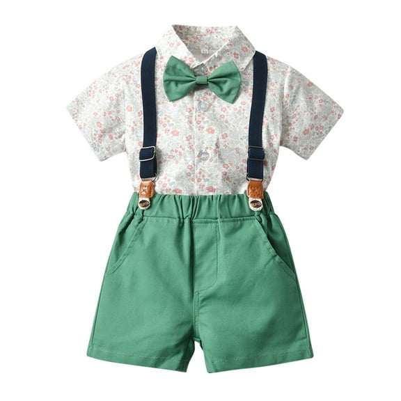 ATOGUTA Going Home Outfit Baby Boy Short Sleeve Shirts Overalls Shorts Newborn Infant Summer Wedding Outfits Formal Suits 12M-5T