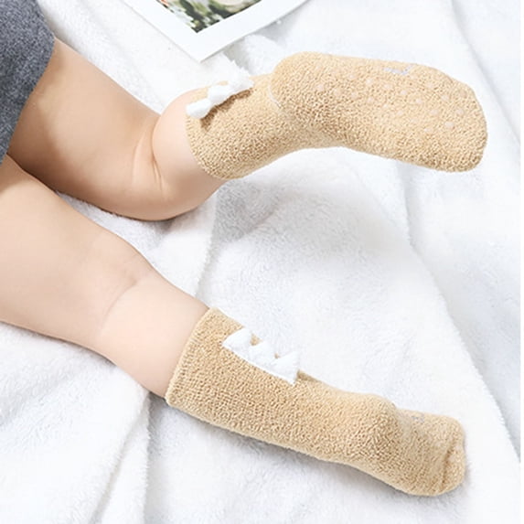 ATOGUTA Grippy Socks Kids Fleece Thickened Dinosaur Crew Socks for Baby Infant Toddler Kids Boys Girls, Sizes 0-5T